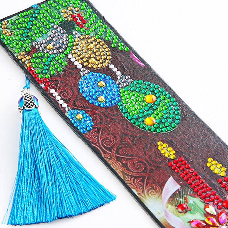 DIY Special Shaped Rhinestone Diamond Painting Leather Bookmark Tassel Page Mark