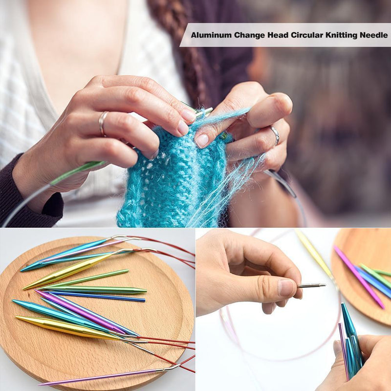 13pairs Aluminum Change Head Circular Knitting Needle Ring Set Woven Tools Newly