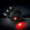 20A 12V 3 Pin Car Auto Boat On Off Round Dot LED Rocker Toggle Switch(Red)