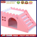 Hamster Staircase Villa Sleeping House Bear Pet Nest Log Cabinet(Pink)