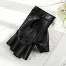 Black Color Dancing Mittens Punk Glove Driving Mittens Leather Gloves