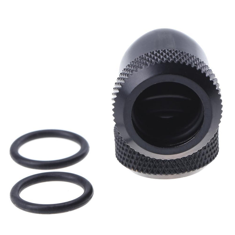 14mm OD G1/4 Inner Thread 90 Degree Water Cooling Tube Connector(Black) Newly