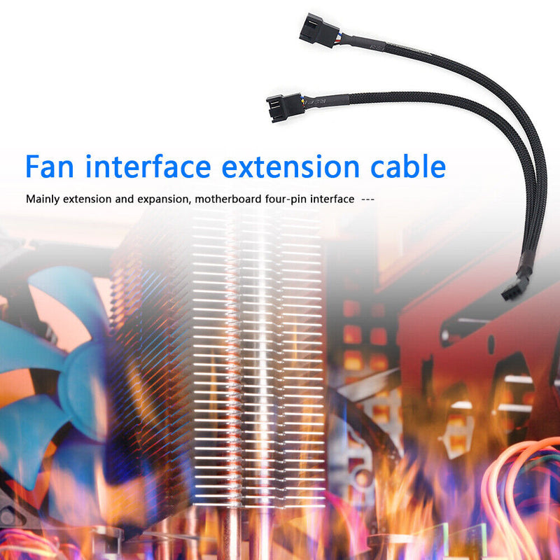 CPU PC Case Fan 4 Pin Extension Y Splitter Cable 4 Pin to 3/4 Pin (Black)
