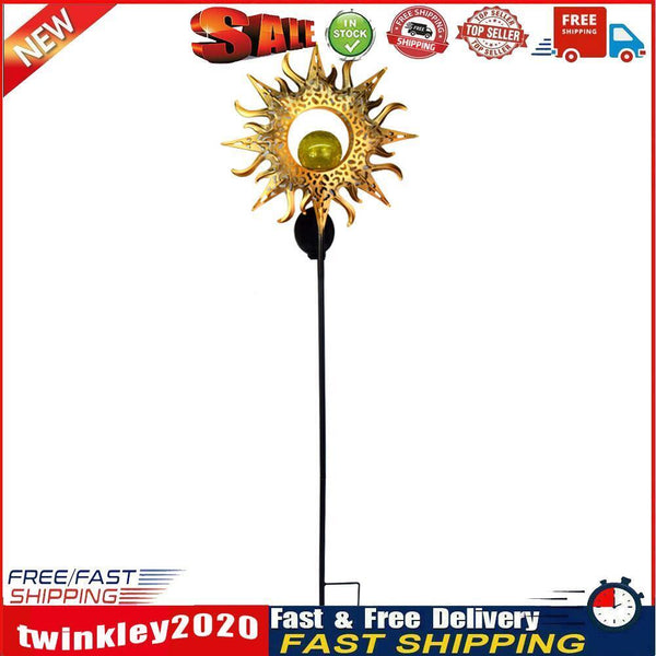 Solar LED Sun Moon Flame Light Retro Iron Landscape Lawn Lamps (C)(Yellow) Newly