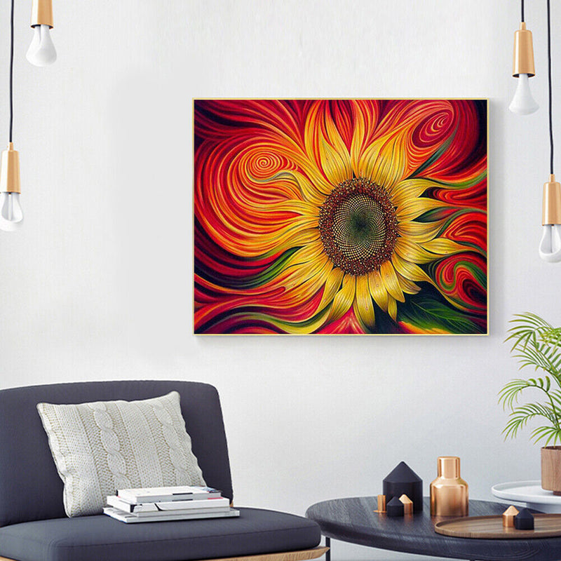 5D Kit DIY Abstract Flower Full Round Diamond Painting Wall Decor Rhinestone Art