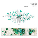 Tiara Wedding Bridesmaid Green Crystal Leaf Hair Pin Bridal Clips Hair Combs