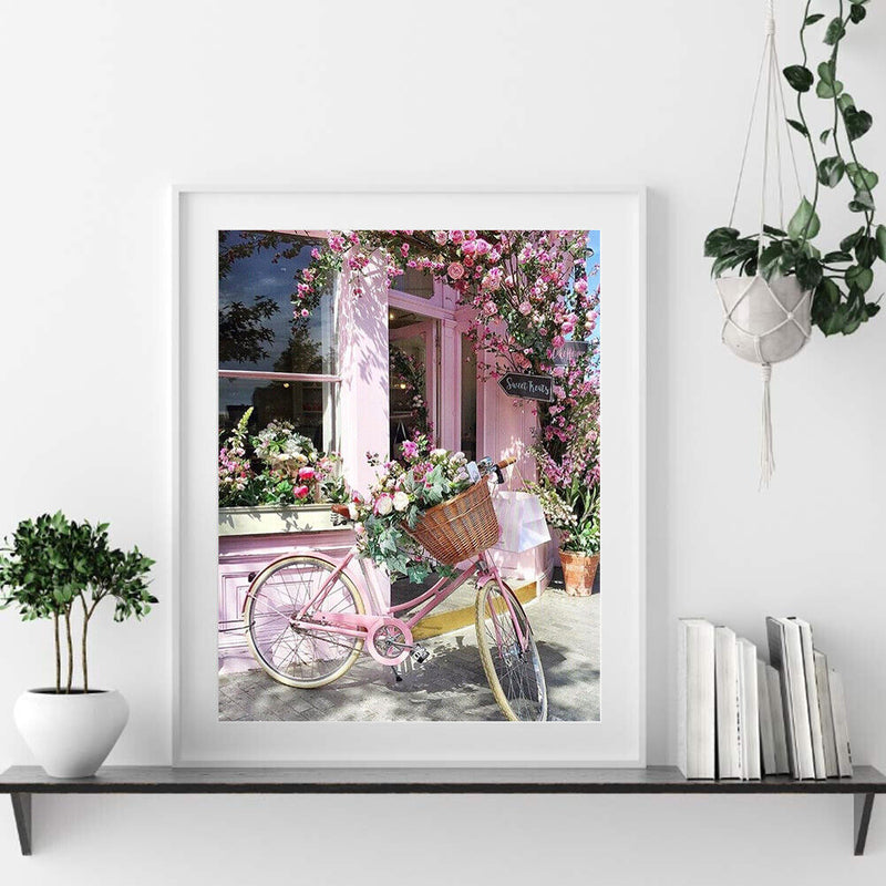 Window Bicycle Canvas Painted Oil Paint By Numbers Wall Art Modern Bedroom Decor