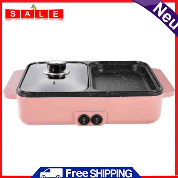 1000W Multi Roast Cooker 2 in 1 Non-Stick Electric Barbecue Hot Pot for Egg Soup