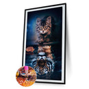 5D Diamond Painting Kit DIY Cat Reflection Full Round Drill Mosaic Wall Pic