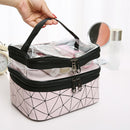 Double Layer Travel Makeup Bag Waterproof Portable Cosmetic Bag (Pink) Newly