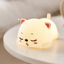 Silicone LED Night Light Cartoon Bear Touch Pat Remote Control Color Lamp