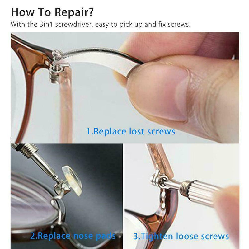 1*Eye Glasses Repair Tool Screw Nose Pad Nut Optical For Eyeglass Kit I7W0
