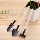 3pcs/Set Shovel Rake Spade Wood Handle Metal Head Kids Tool Tools Mini R4W0