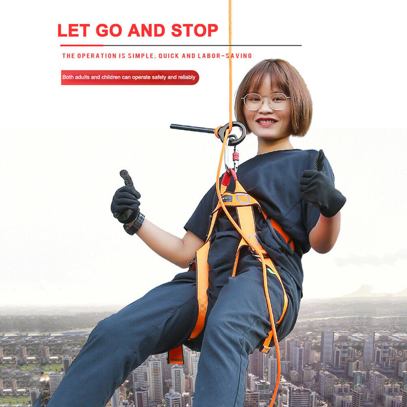 150kg Descender Climbing 9-Ring Downhill Rappelling Equipment (Black) Newly