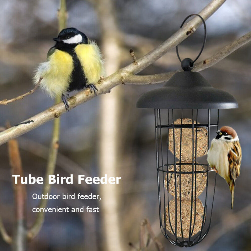 Hanging Automatic Pet Bird Feeder Outdoor Metal Ball Feeding Food Dispenser