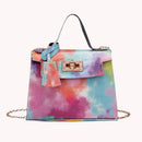 Retro Women Tie Dye Printing Messenger Bag Chain Mini Flap Handbags (Color)