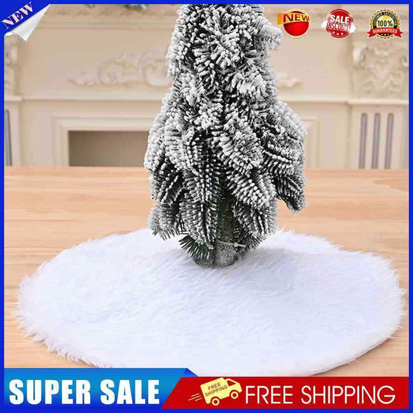 Christmas Tree Skirt White Long Plush Tree Carpet for Living Room Bedroom Garden