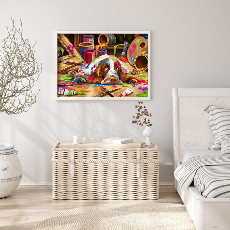 5D Cute Dog Mosaic Diamond Painting Drawing Full Round Drill DIY Art Handcraft