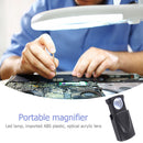 30X Pull Jewelry Magnifier Magnifying Glass Portable Loupe with LED Light Newly