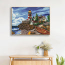 14CT Seaside Lighthouse Counted Cross Stitch Full Embroidery Kit DIY Needle