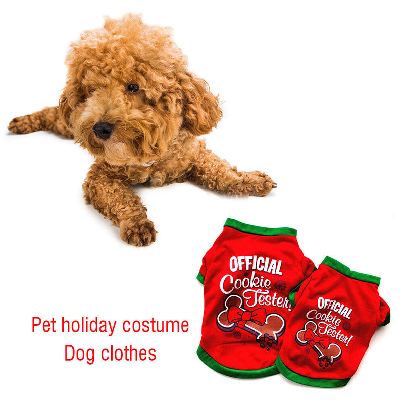 Christmas Costume Puppy Shirt Cute Soft Cotton Short Sleeve T Shirt Vest Cl