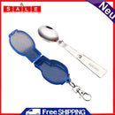 Outdoor Camping Utensil Stainless Steel Folding Pocket Spoon Spork w/Storage Box