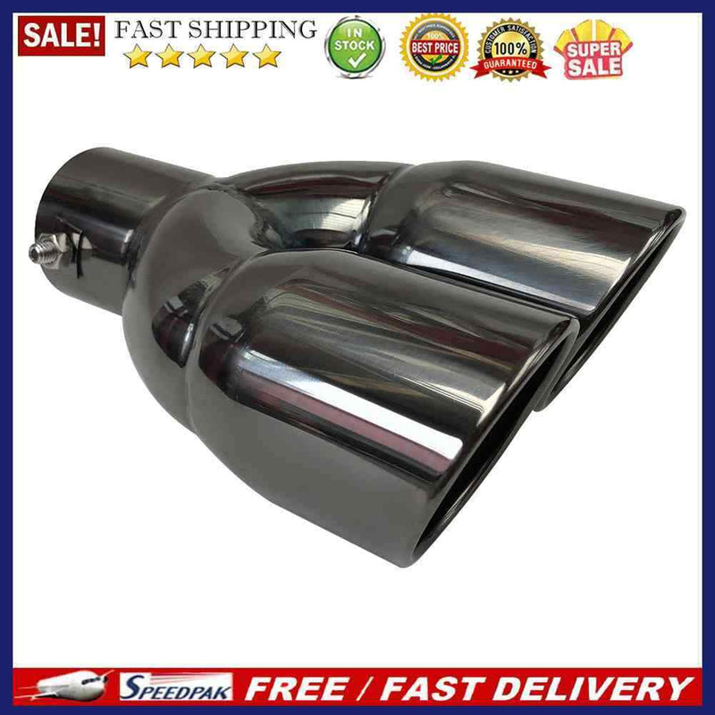 Universal Bolt-on Dual Exhaust Tip Slant Cut Tailpipe Muffler Tip Black Tit