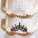 Goth Girls Baroque Queen Crown Tiaras for Women Crystal Wedding Crowns Black