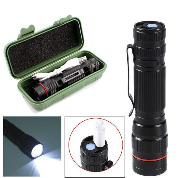 Zoom Flashlight Pen Clip Illuminated Flashlight Rechargeable USB Camping Lamp
