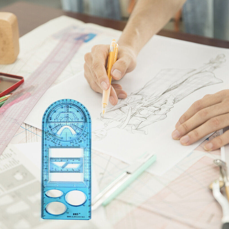 Multifunctional Geometric Ruler School Office Drawing Template Measuring Tools