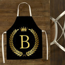 Letter B Printed Linen Apron Kitchen Waterproof Home Cooking Bibs (82X68CM)