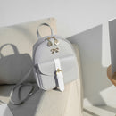 Women Preppy Style Hit Color Bow Leaf Mini Shoulder Bag Cute Leather Backpack
