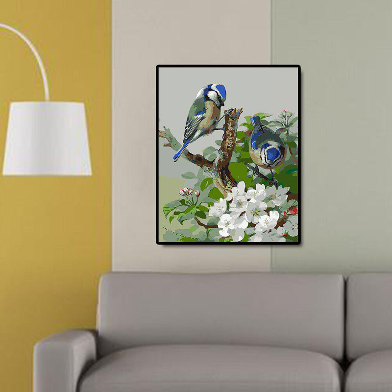 40x50cm Coloring Painting Canvas Drawing Two Blue Birds Digital Coding Picture