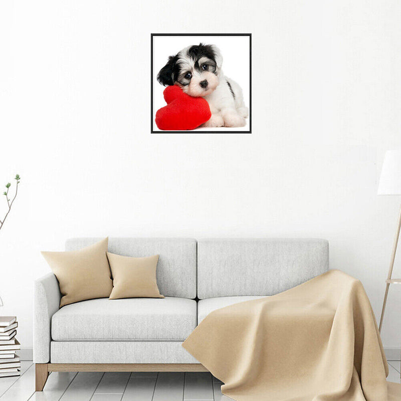 5D DIY Diamond Painting Cute Love Heart Dog Cross Stitch Embroidery Mosaic