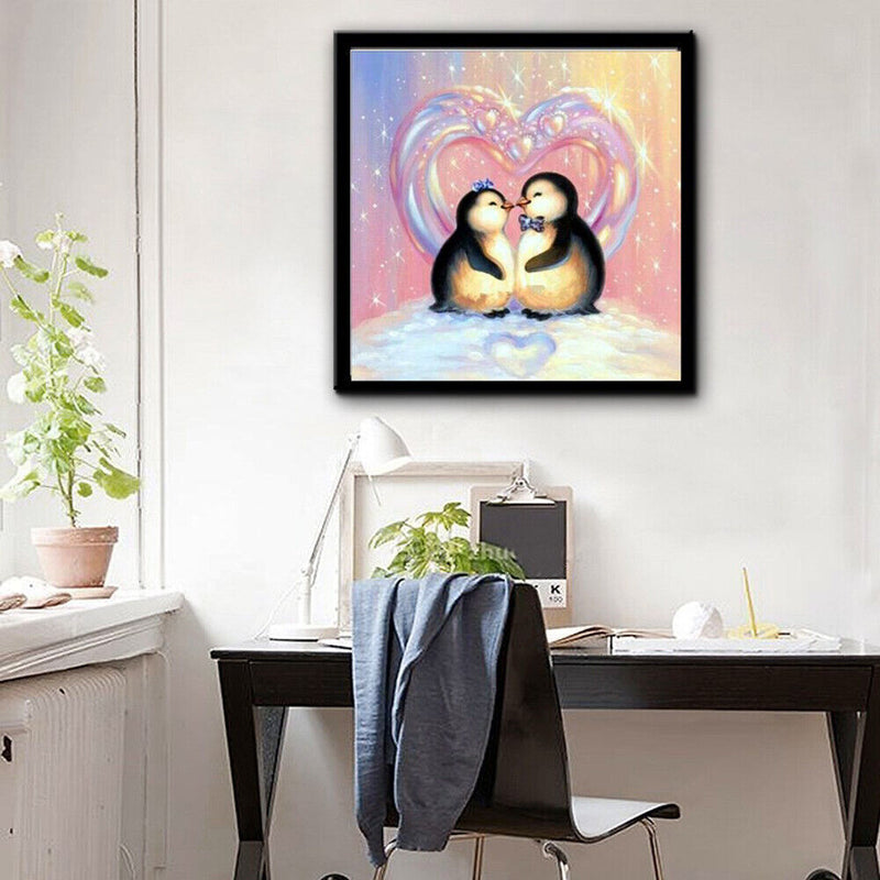 Domybest Penguins 5D DIY Full Drill Round Diamond Painting Embroidery Cross Stitch