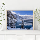 Mountain Lake Frameless Oil Paint by Numbers Kit Handpainted Canvas Picture