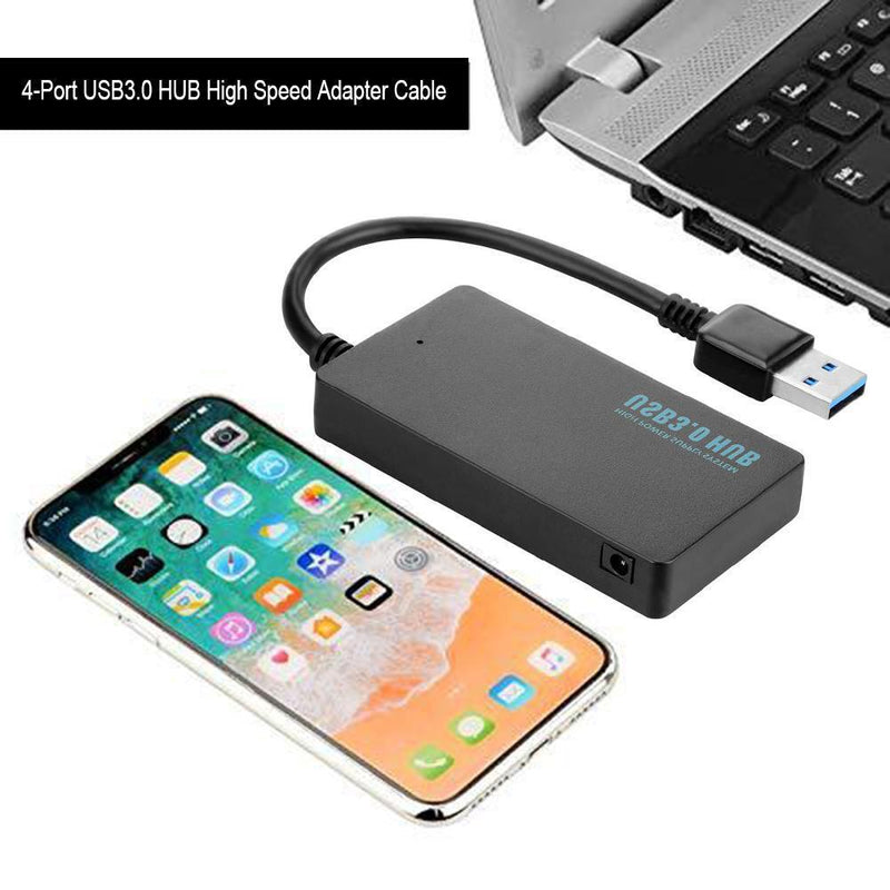 4-Port USB3.0 HUB Adapter Splitter Converter Cable w/Indicator Light for Laptop