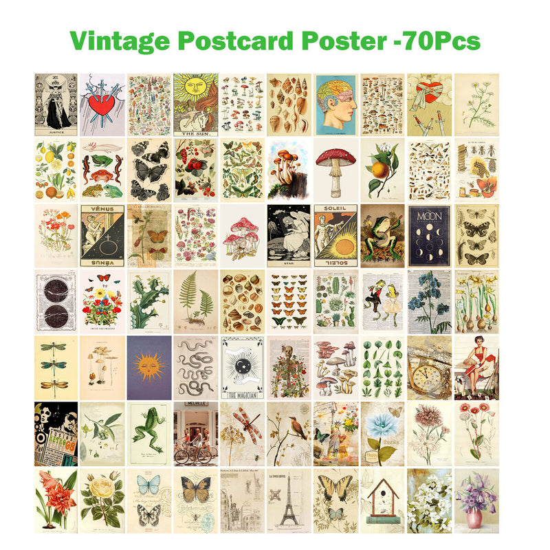 70pcs Wall Poster Postcard Set Retro Boho DIY Wall Ornaments Art Painting Newly