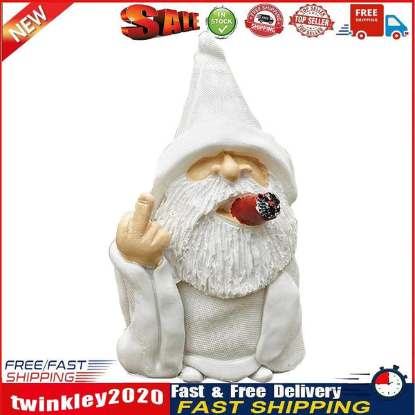 Smoking Gnome Garden Statues Outdoor Dwarf Ornaments Sculpture Decor (A) Newly