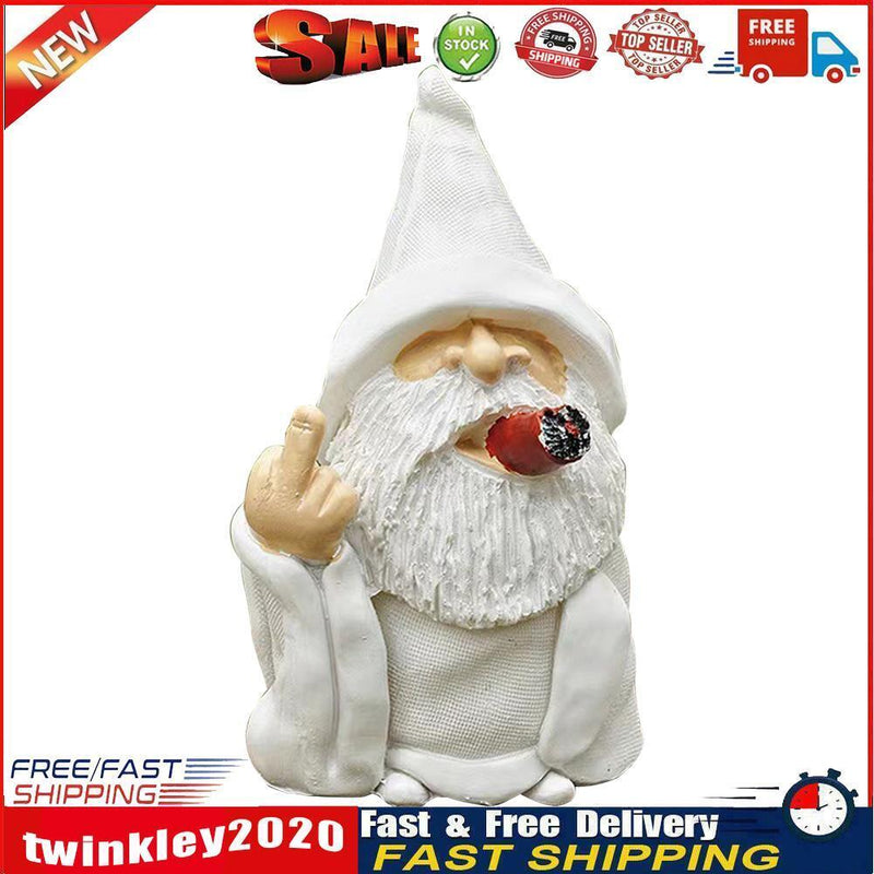Smoking Gnome Garden Statues Outdoor Dwarf Ornaments Sculpture Decor (A) Newly