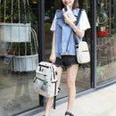 3pcs/Set Cute Cartoon Print Unisex Canvas Backpacks Shoulder Bags (White)