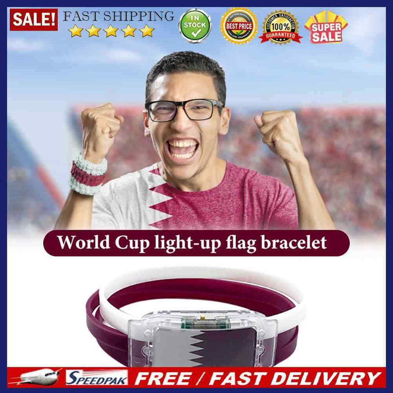 LED Glow Bracelet with Button World-Cup Glowing Bangle Football Team Cheer Props