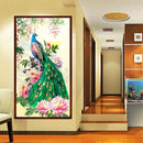 Peacock Peony Flower 5D DIY Diamond Cross Painting Sewing Crafted Diamond Stick