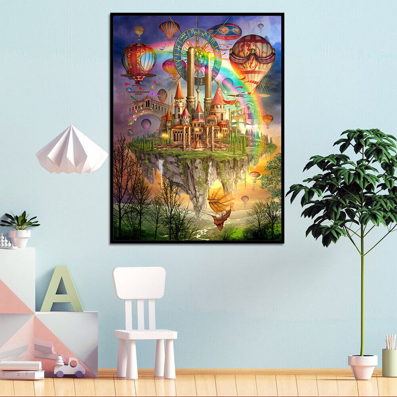 DIY Sky City and Rainbow Printed Cross Stitch Full Cotton Handmade Embroidery