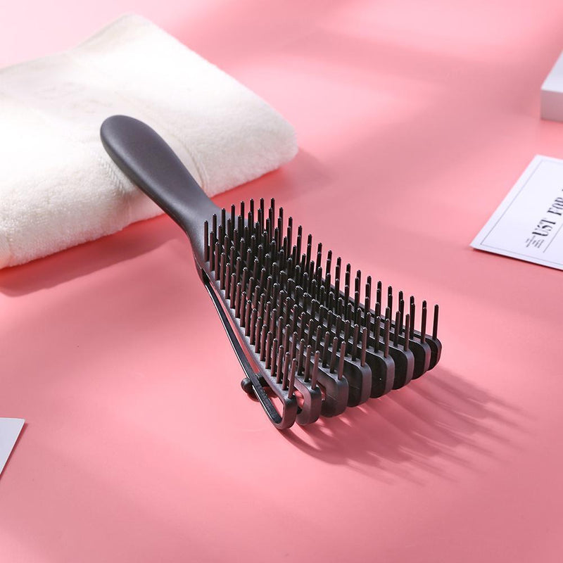 Women Rubber Handle Hair Scalp Massage Comb Wet Curly Hairstyling Beauty Brush
