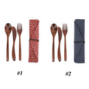 Fork Portable Dinnerware With Bags Bamboo Flatware Reusable Wooden Cutlery
