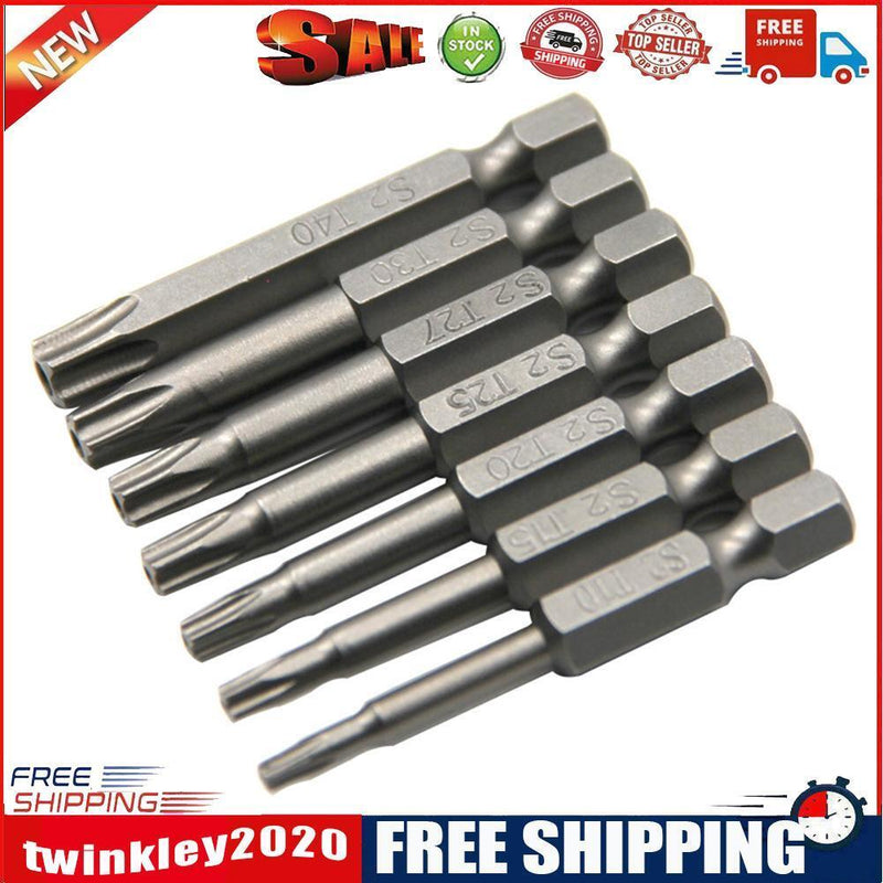 7pcs Woodworking Hex Driver Screwdriver Bit Set Electric Drill Flat Heads