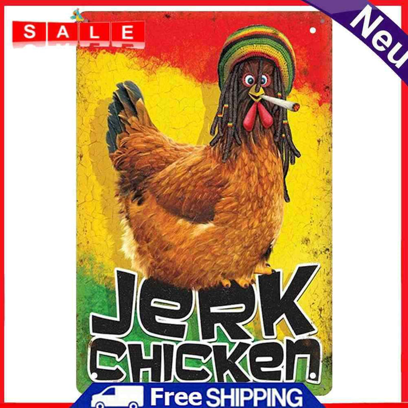 JERK Chicken Retro Metal Plate Tin Sign Poster Plate Wall Decor Accessories