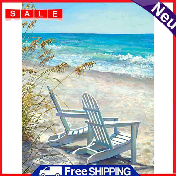 Seaside Lounger Oil Paint By Numbers DIY Handpainted on Canvas Wall Art Unframed