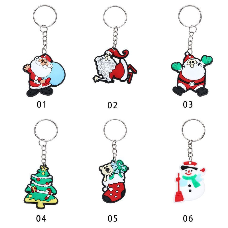 Year Soft Pvc Cartoon Keyring Hanging Pendant Key Buckle Keychain Santa Claus